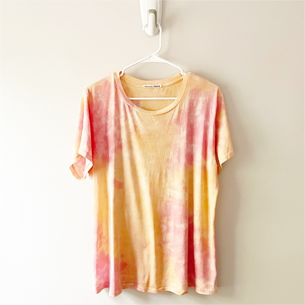 Reformation vintage tie-dye cotton-jersey t-shirt in peach sunset | Size M